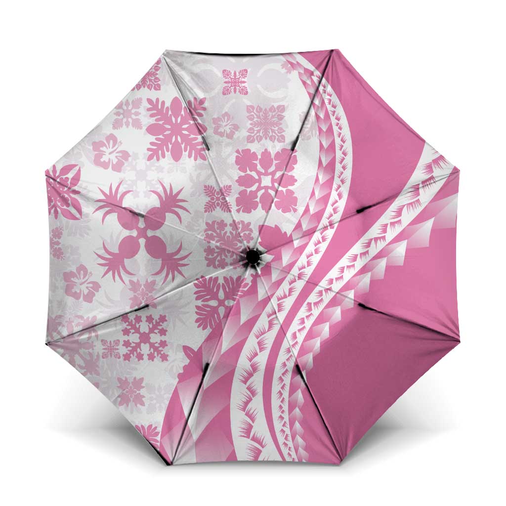Pink Hawaiian Quilt Pattern Umbrella Mixed Polynesian Tribal Arty - Polynesian Pride