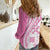 Pink Hawaiian Quilt Pattern Women Casual Shirt Mixed Polynesian Tribal Arty