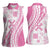 Pink Hawaiian Quilt Pattern Women Sleeveless Polo Shirt Mixed Polynesian Tribal Arty
