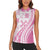 Pink Hawaiian Quilt Pattern Women Sleeveless Polo Shirt Mixed Polynesian Tribal Arty
