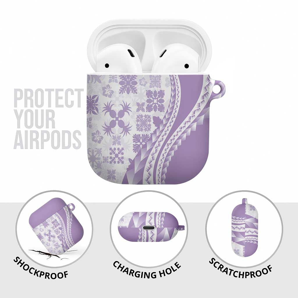 Purple Hawaiian Quilt Pattern AirPods Case Mixed Polynesian Tribal Arty - Polynesian Pride