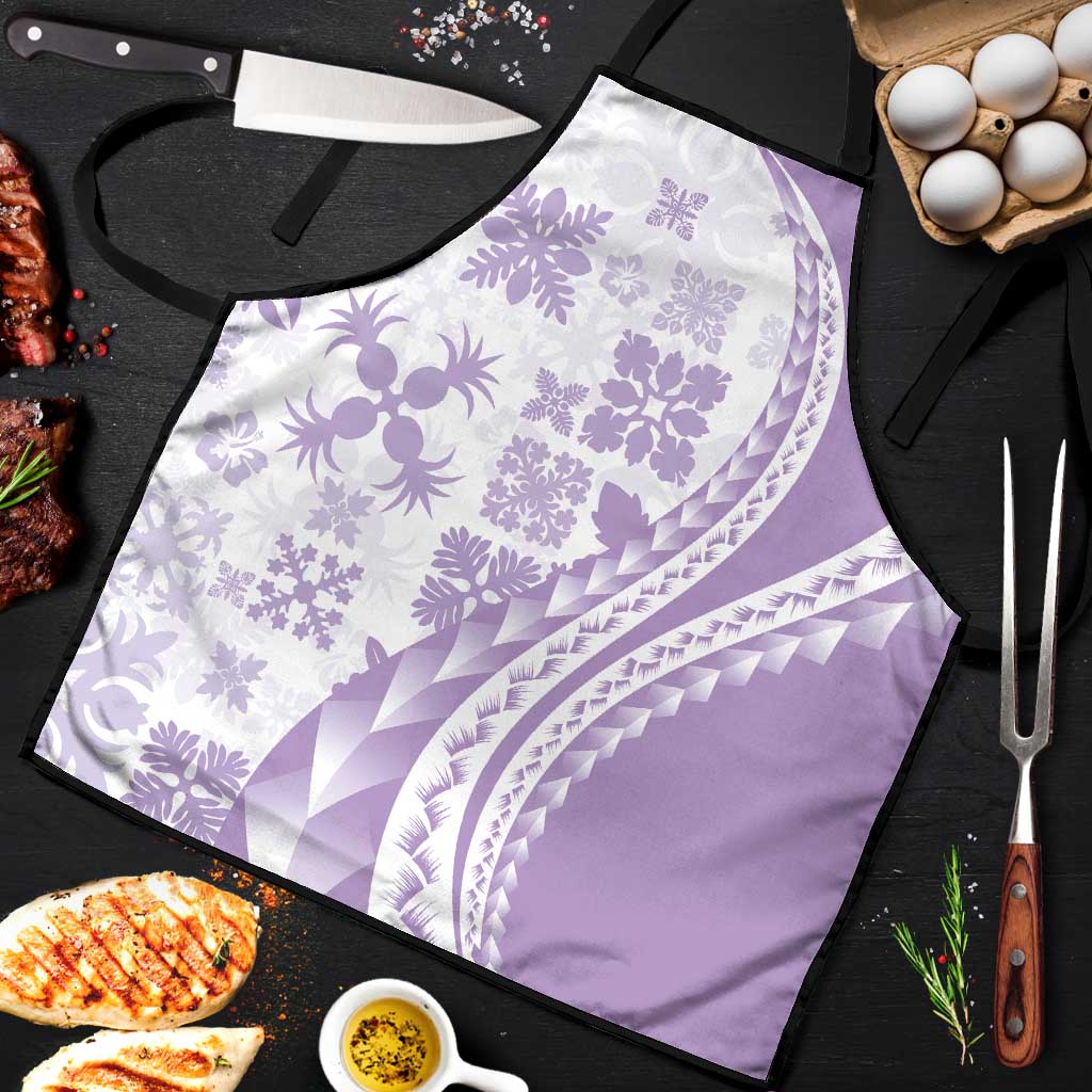 Purple Hawaiian Quilt Pattern Apron Mixed Polynesian Tribal Arty - Polynesian Pride