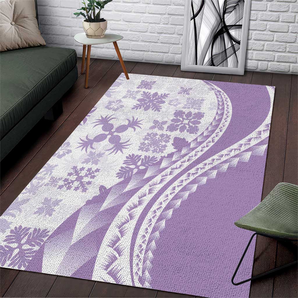 Purple Hawaiian Quilt Pattern Area Rug Mixed Polynesian Tribal Arty