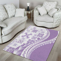 Purple Hawaiian Quilt Pattern Area Rug Mixed Polynesian Tribal Arty
