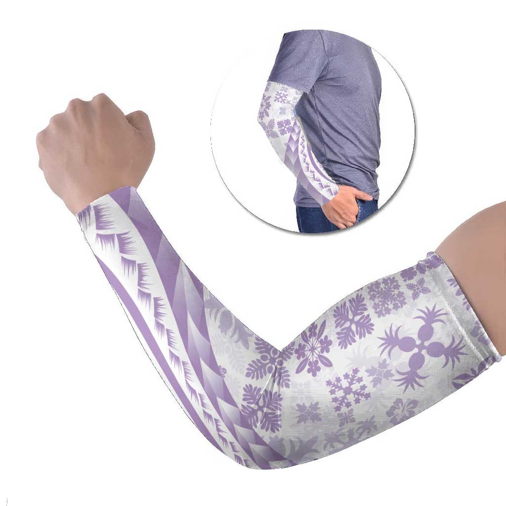 Purple Hawaiian Quilt Pattern Arm Sleeves Mixed Polynesian Tribal Arty - Polynesian Pride