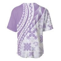 Purple Hawaiian Quilt Pattern Baseball Jersey Mixed Polynesian Tribal Arty