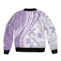 Purple Hawaiian Quilt Pattern Bomber Jacket Mixed Polynesian Tribal Arty
