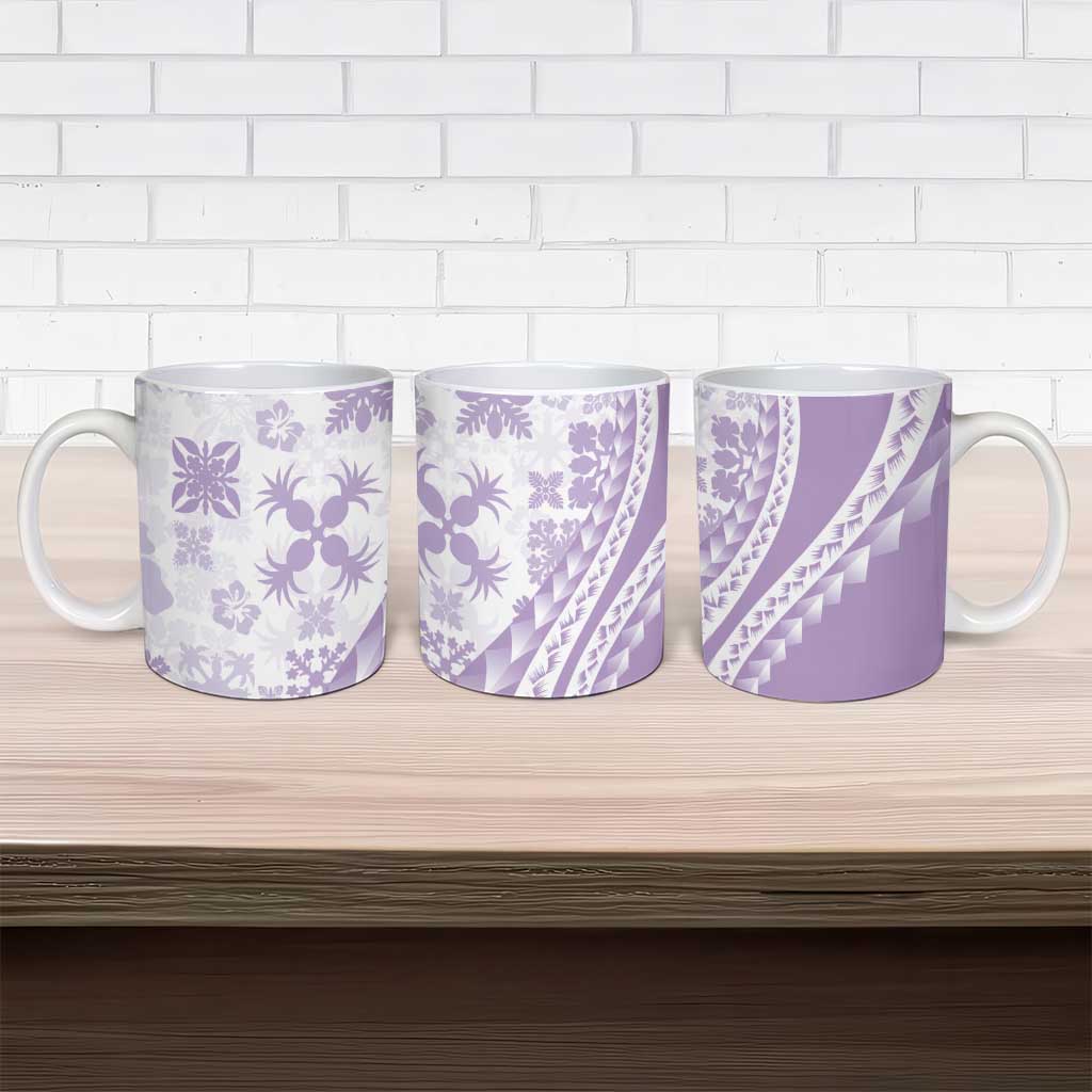 Purple Hawaiian Quilt Pattern Ceramic Mug Mixed Polynesian Tribal Arty - Polynesian Pride