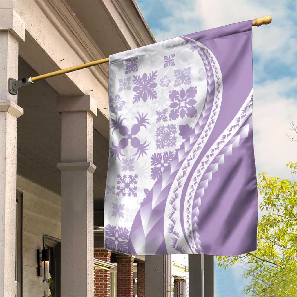 Purple Hawaiian Quilt Pattern Garden Flag Mixed Polynesian Tribal Arty