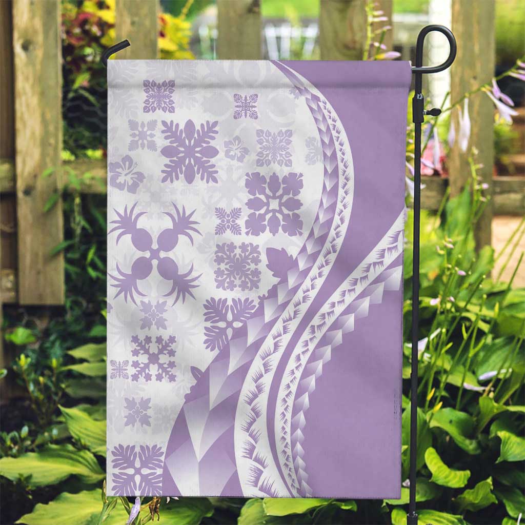 Purple Hawaiian Quilt Pattern Garden Flag Mixed Polynesian Tribal Arty