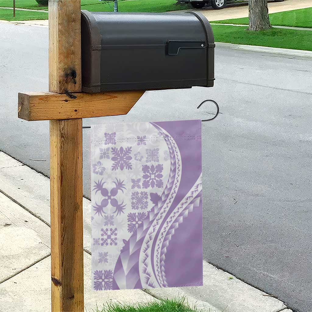 Purple Hawaiian Quilt Pattern Garden Flag Mixed Polynesian Tribal Arty