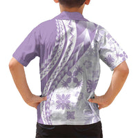 Purple Hawaiian Quilt Pattern Kid Hawaiian Shirt Mixed Polynesian Tribal Arty