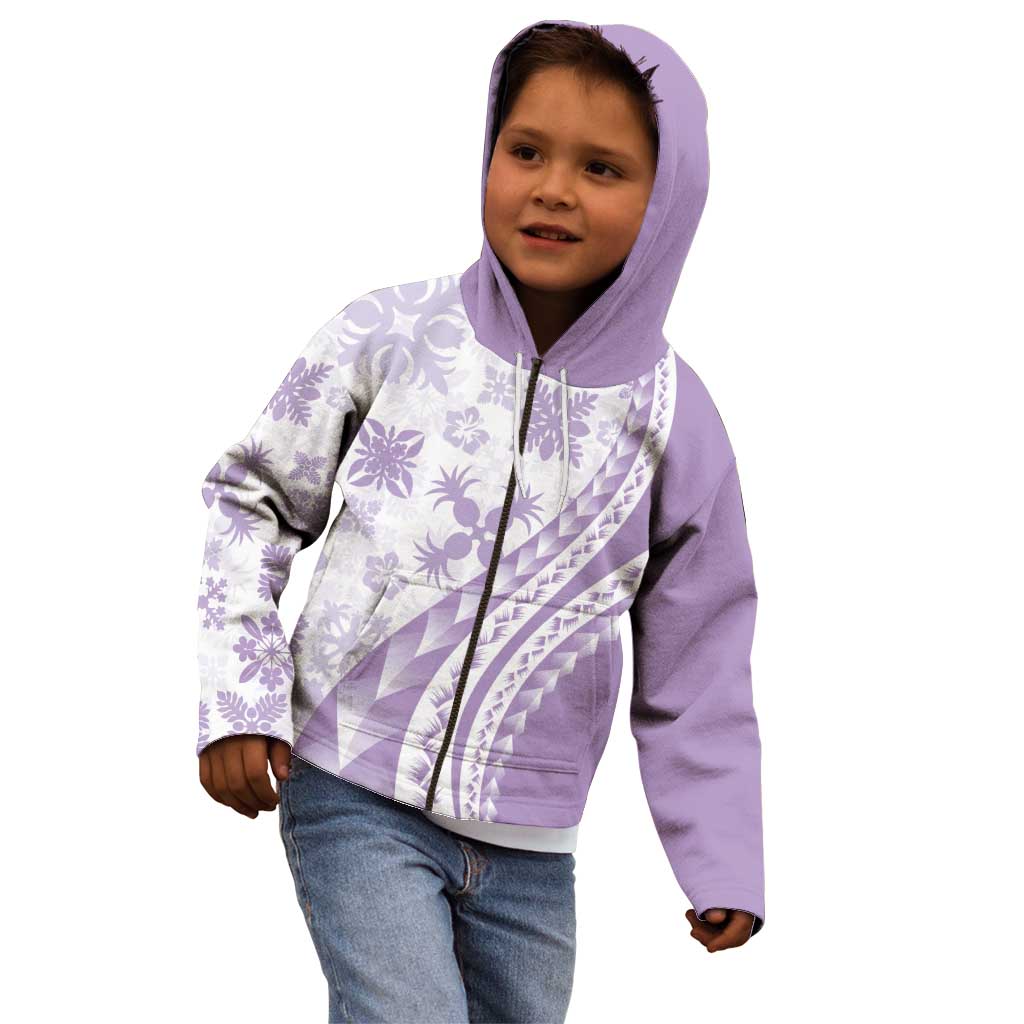 Purple Hawaiian Quilt Pattern Kid Hoodie Mixed Polynesian Tribal Arty