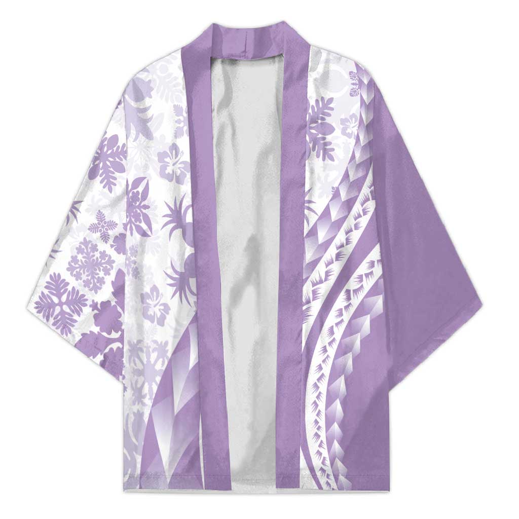 Purple Hawaiian Quilt Pattern Kimono Mixed Polynesian Tribal Arty - Polynesian Pride
