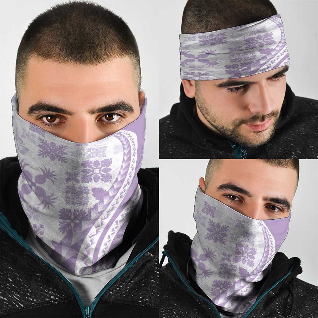 Purple Hawaiian Quilt Pattern Neck Gaiter Mixed Polynesian Tribal Arty - Polynesian Pride