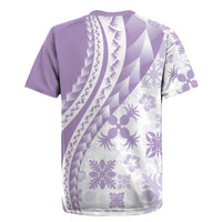 Purple Hawaiian Quilt Pattern Rugby Jersey Mixed Polynesian Tribal Arty