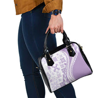 Purple Hawaiian Quilt Pattern Shoulder Handbag Mixed Polynesian Tribal Arty