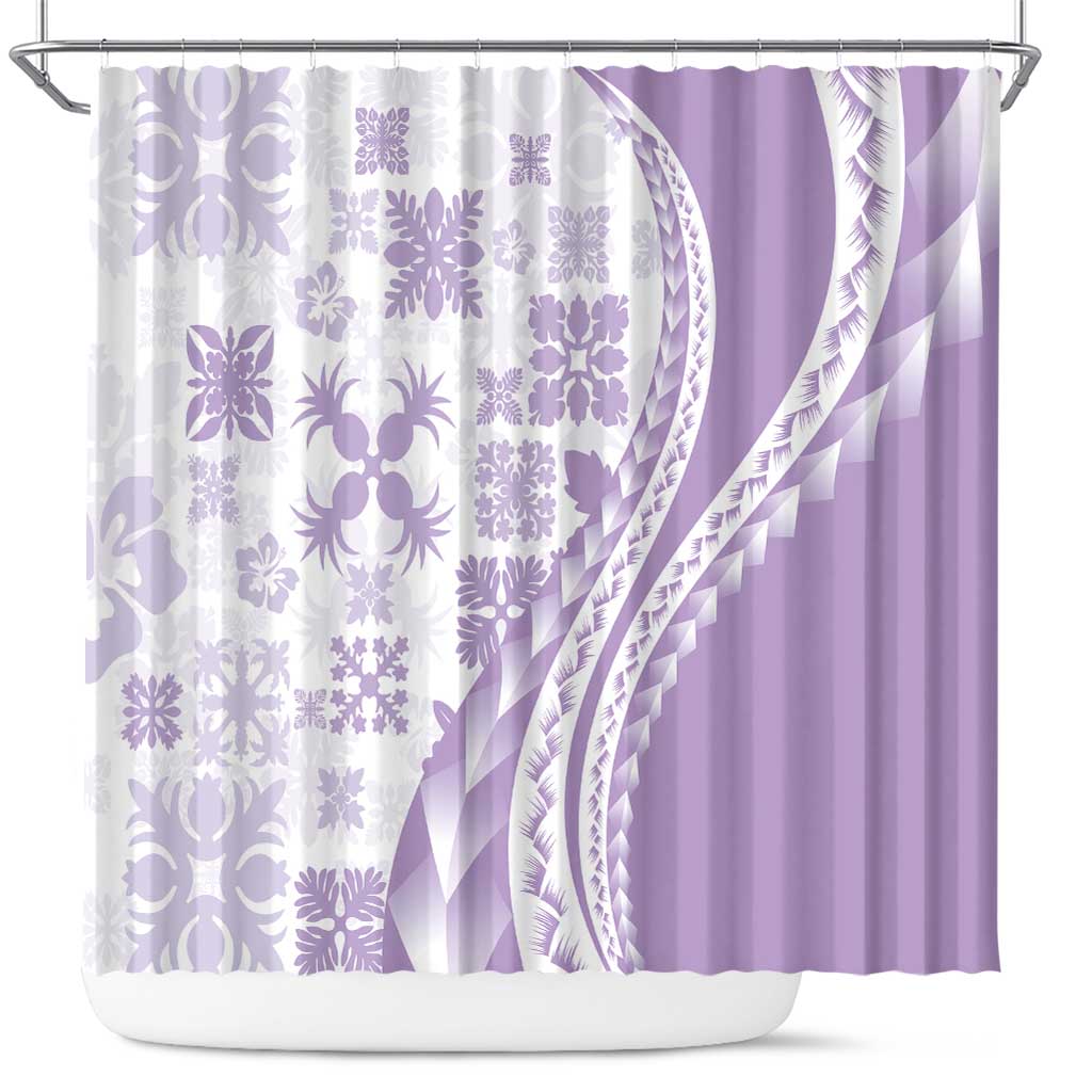 Purple Hawaiian Quilt Pattern Shower Curtain Mixed Polynesian Tribal Arty