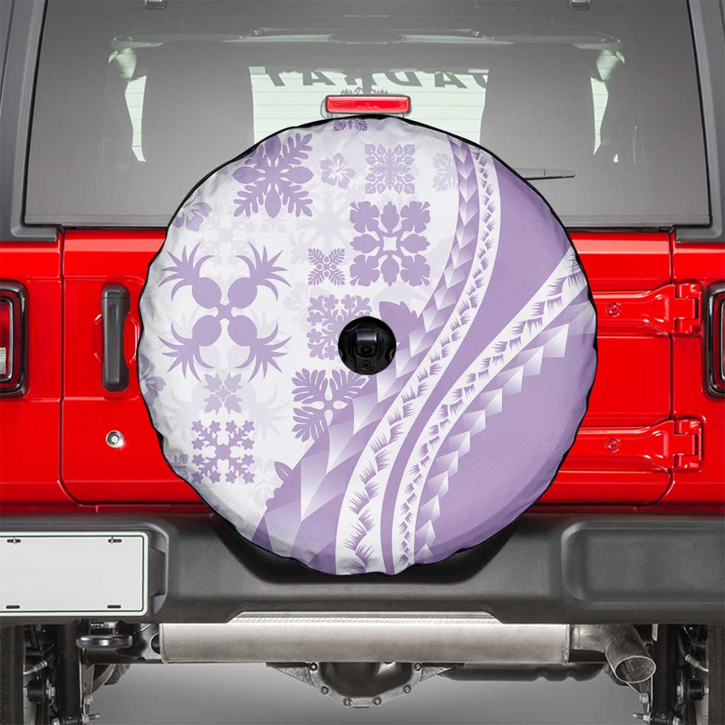 Purple Hawaiian Quilt Pattern Spare Tire Cover Mixed Polynesian Tribal Arty