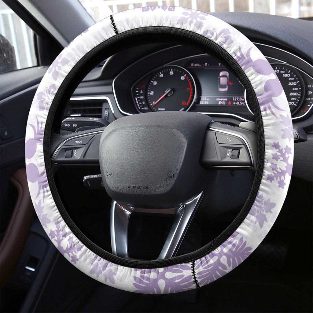 Purple Hawaiian Quilt Pattern Steering Wheel Cover Mixed Polynesian Tribal Arty