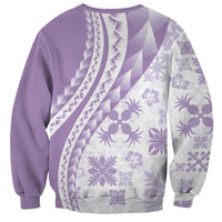 Purple Hawaiian Quilt Pattern Sweatshirt Mixed Polynesian Tribal Arty