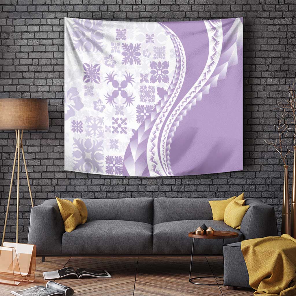 Purple Hawaiian Quilt Pattern Tapestry Mixed Polynesian Tribal Arty