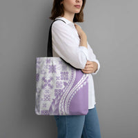 Purple Hawaiian Quilt Pattern Tote Bag Mixed Polynesian Tribal Arty - Polynesian Pride