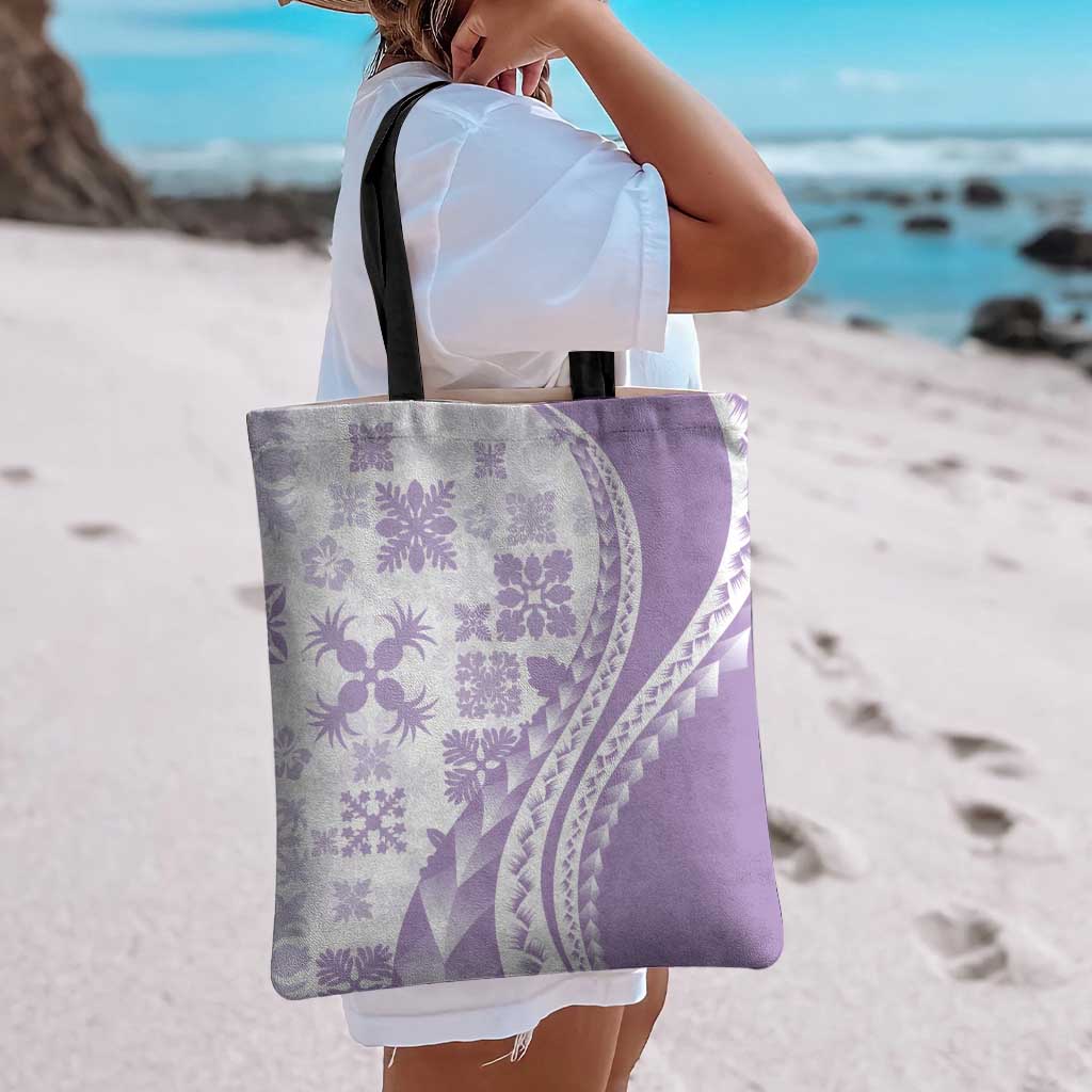 Purple Hawaiian Quilt Pattern Tote Bag Mixed Polynesian Tribal Arty - Polynesian Pride