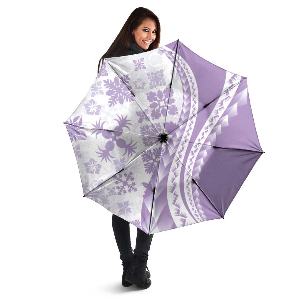 Purple Hawaiian Quilt Pattern Umbrella Mixed Polynesian Tribal Arty - Polynesian Pride