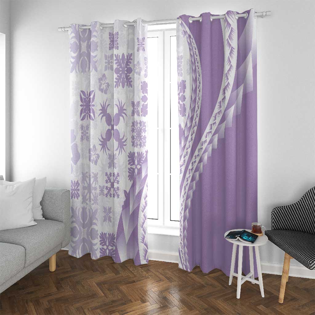 Purple Hawaiian Quilt Pattern Window Curtain Mixed Polynesian Tribal Arty