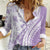 Purple Hawaiian Quilt Pattern Women Casual Shirt Mixed Polynesian Tribal Arty
