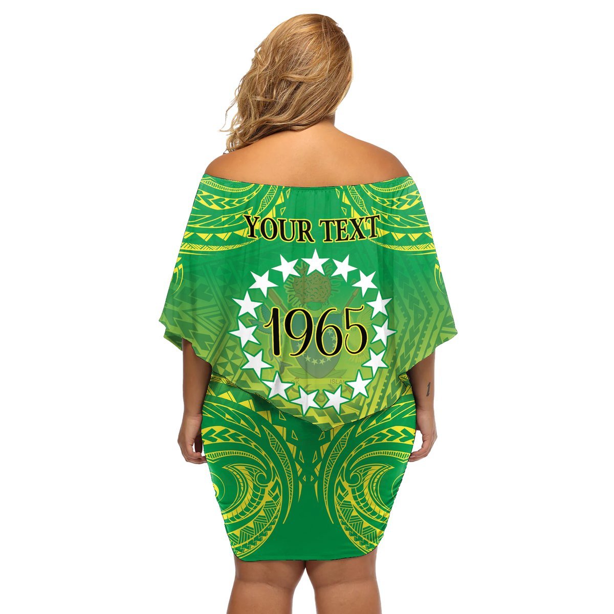 Cook Islands Constitution Day Off Shoulder Short Dress Kuki Airani Since 1965 LT9 - Polynesian Pride