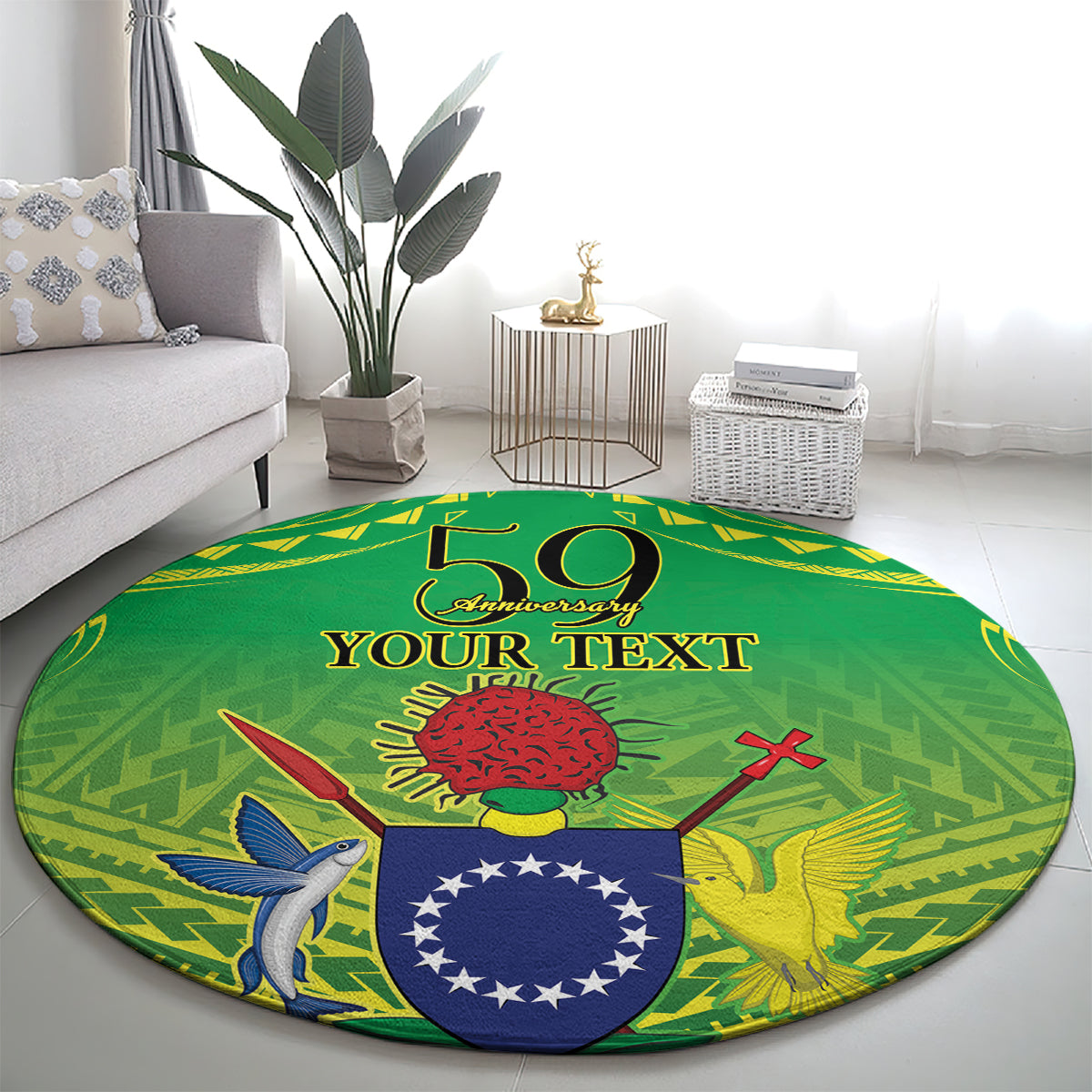 Cook Islands Constitution Day Round Carpet Kuki Airani Since 1965 LT9 - Polynesian Pride