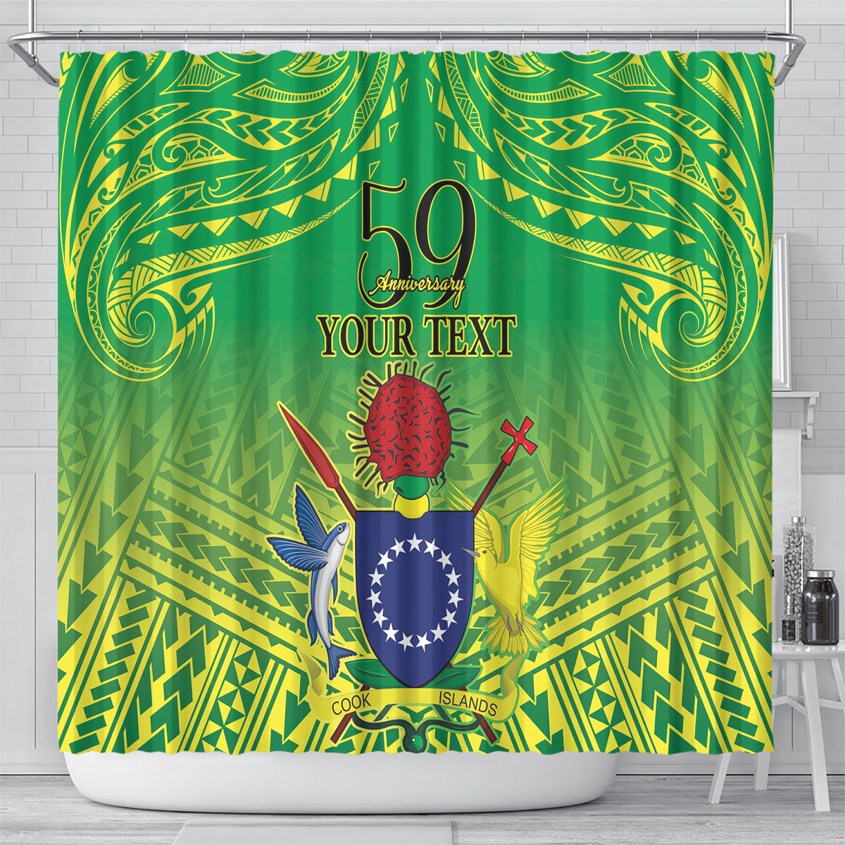 Cook Islands Constitution Day Shower Curtain Kuki Airani Since 1965