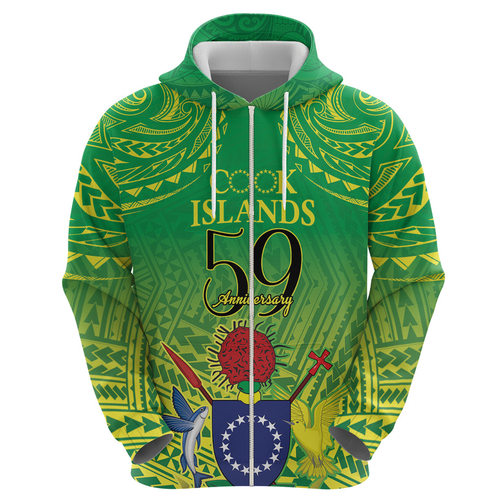 Cook Islands Constitution Day Zip Hoodie Kuki Airani Since 1965