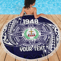 Personalised Tonga Sia'atoutai Theological College Beach Blanket Since 1948 Special Kupesi Pattern