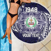 Personalised Tonga Sia'atoutai Theological College Beach Blanket Since 1948 Special Kupesi Pattern