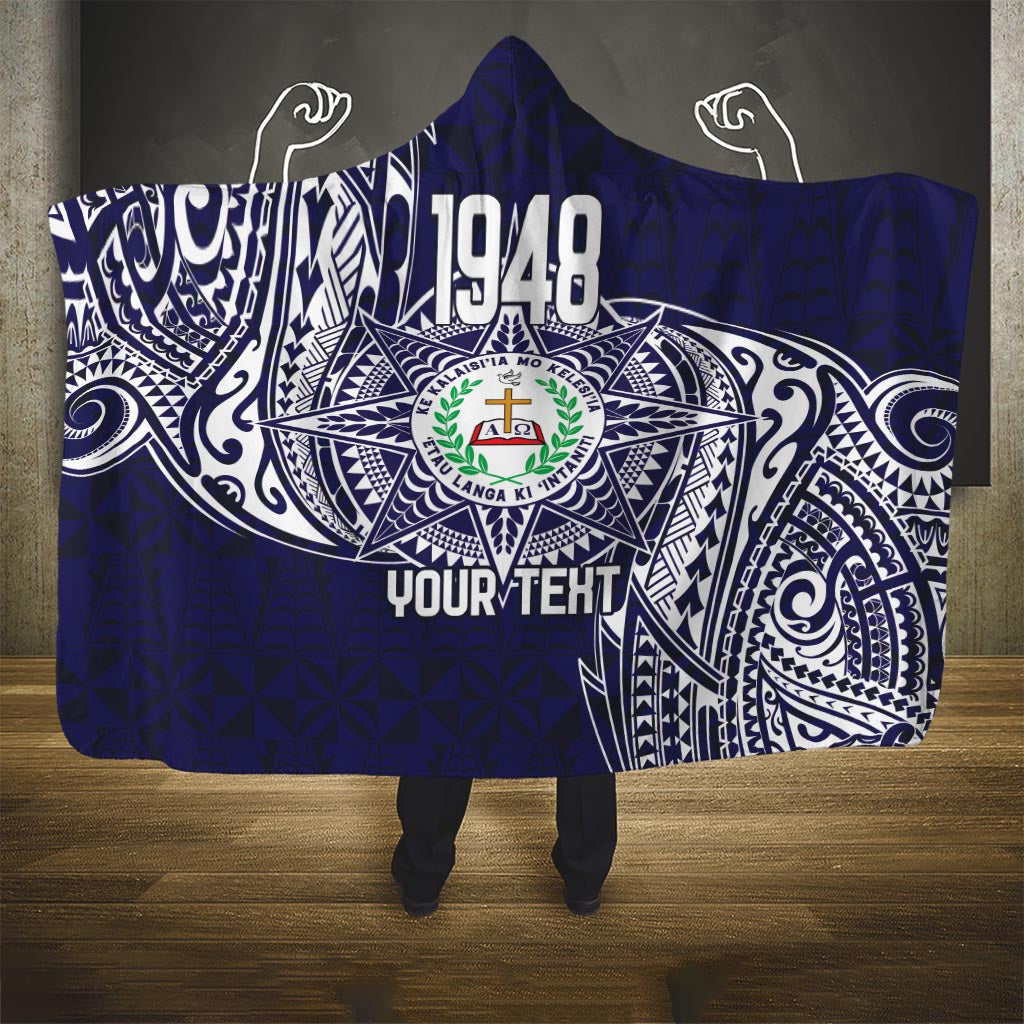Personalised Tonga Sia'atoutai Theological College Hooded Blanket Since 1948 Special Kupesi Pattern