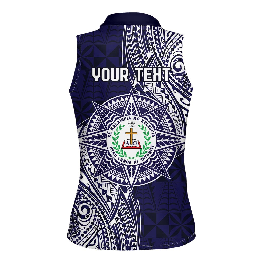 Personalised Tonga Sia'atoutai Theological College Women Sleeveless Polo Shirt Since 1948 Special Kupesi Pattern