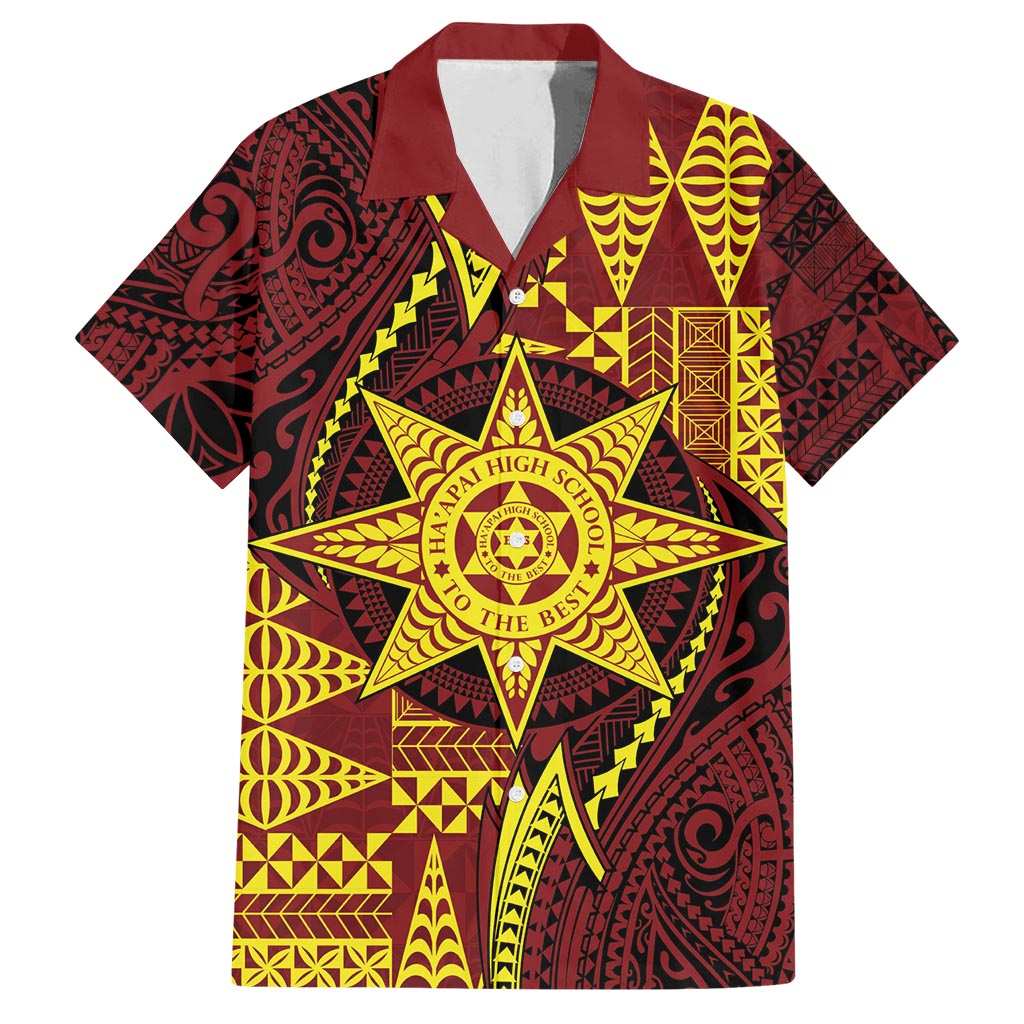 Personalised Tonga Haapai High School Family Matching Off Shoulder Short Dress and Hawaiian Shirt Special Kupesi Pattern