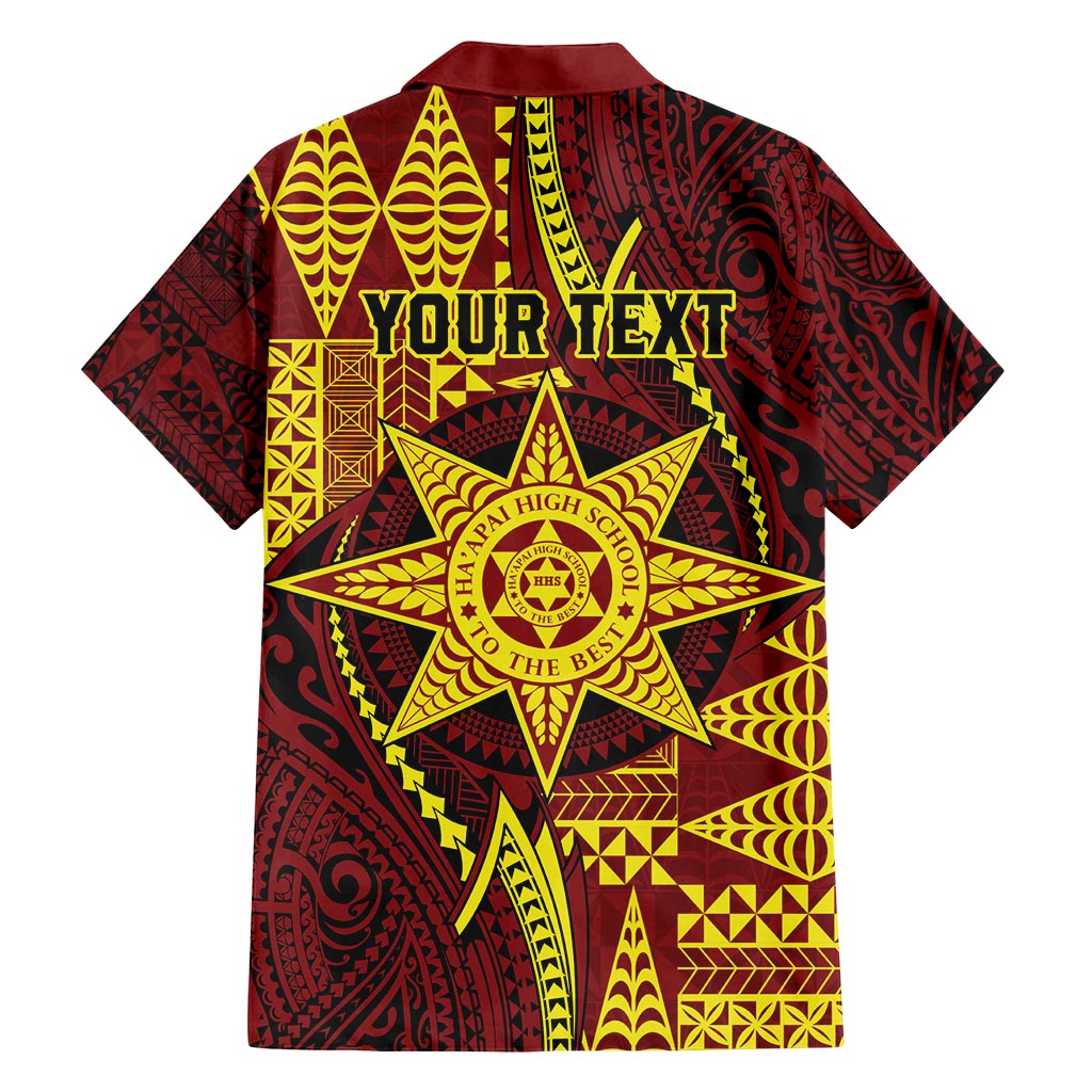 Personalised Tonga Haapai High School Family Matching Off Shoulder Short Dress and Hawaiian Shirt Special Kupesi Pattern