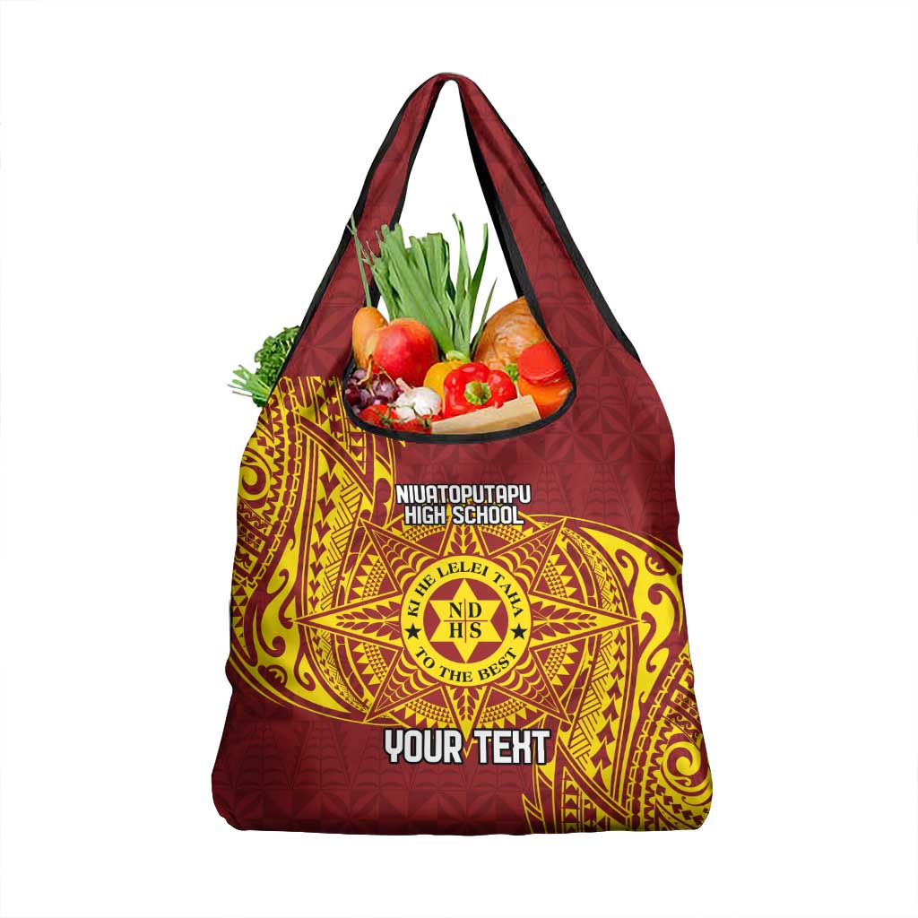 Personalised Tonga Niuatoputapu High School Grocery Bag Special Kupesi Pattern