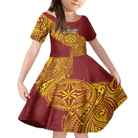 Personalised Tonga Niuatoputapu High School Kid Short Sleeve Dress Special Kupesi Pattern LT9 KID Gold - Polynesian Pride