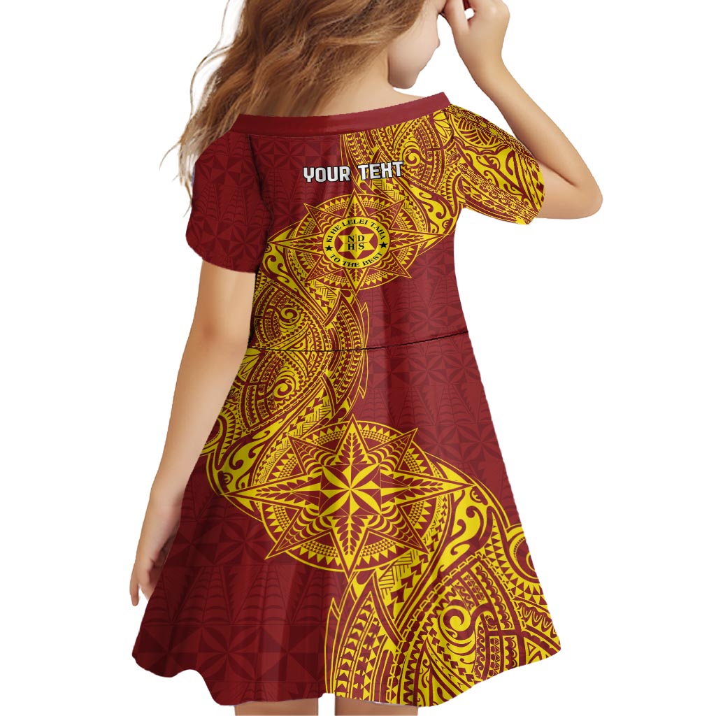 Personalised Tonga Niuatoputapu High School Kid Short Sleeve Dress Special Kupesi Pattern LT9 - Polynesian Pride