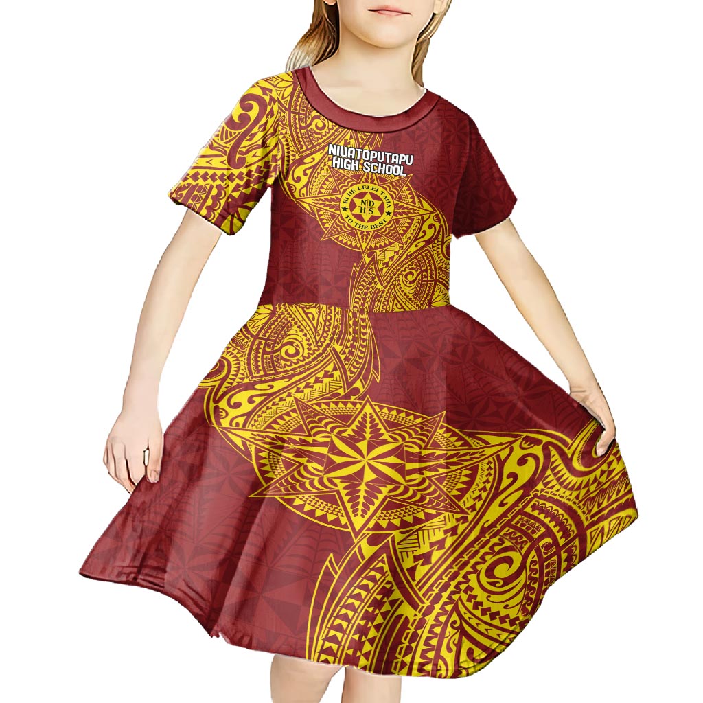 Personalised Tonga Niuatoputapu High School Kid Short Sleeve Dress Special Kupesi Pattern LT9 - Polynesian Pride