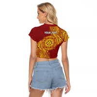 Personalised Tonga Niuatoputapu High School Raglan Cropped T Shirt Special Kupesi Pattern