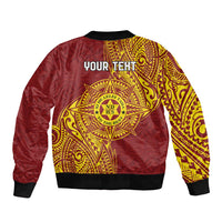Personalised Tonga Niuatoputapu High School Sleeve Zip Bomber Jacket Special Kupesi Pattern