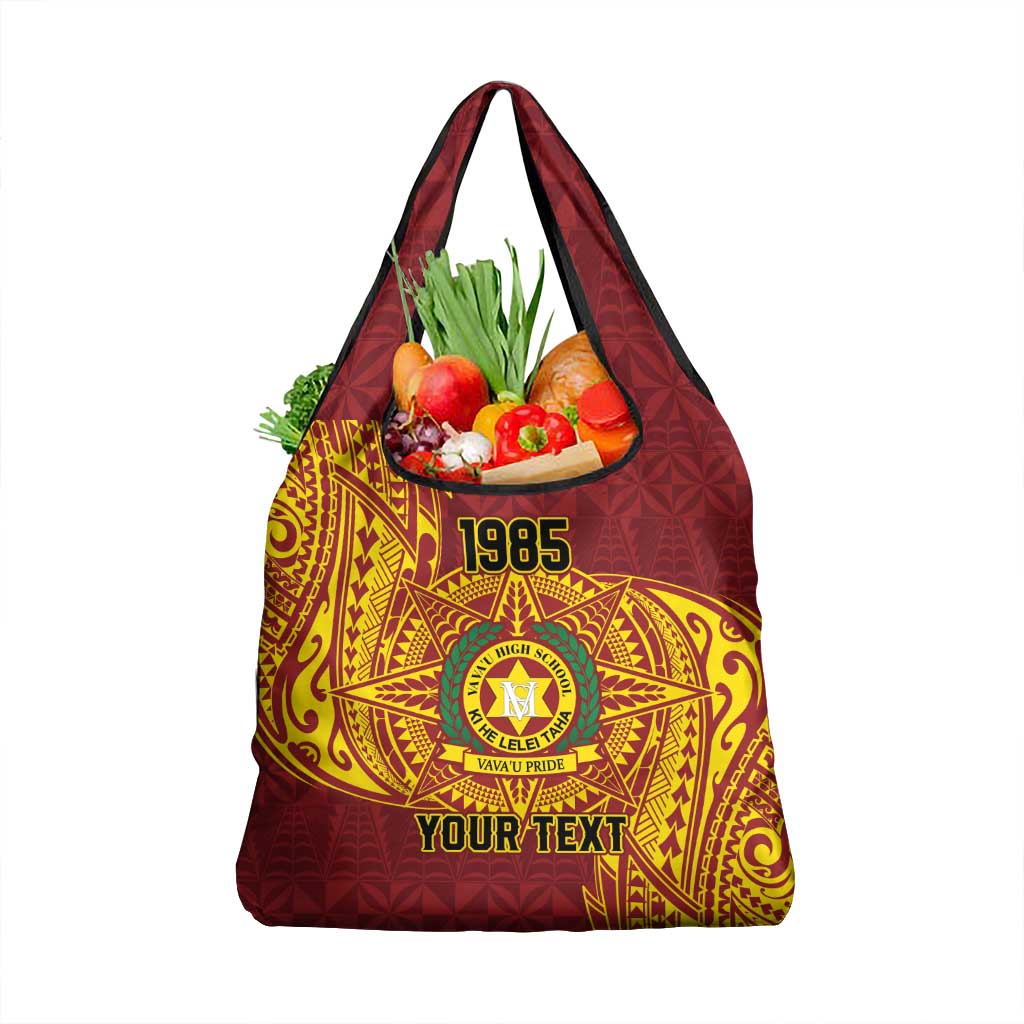 Personalised Tonga Vava'u High School Grocery Bag Since 1985 Special Kupesi Pattern