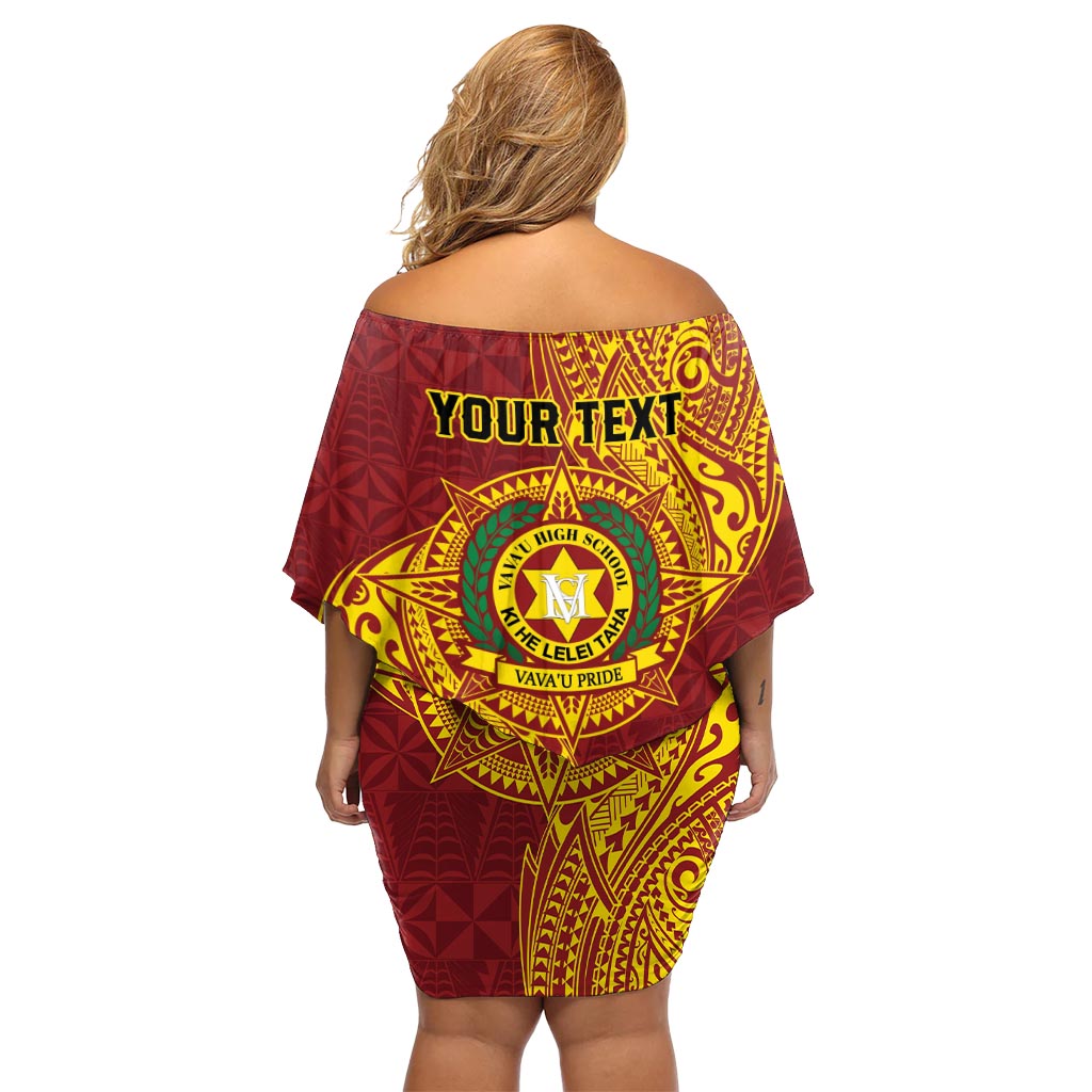 Personalised Tonga Vava'u High School Off Shoulder Short Dress Since 1985 Special Kupesi Pattern