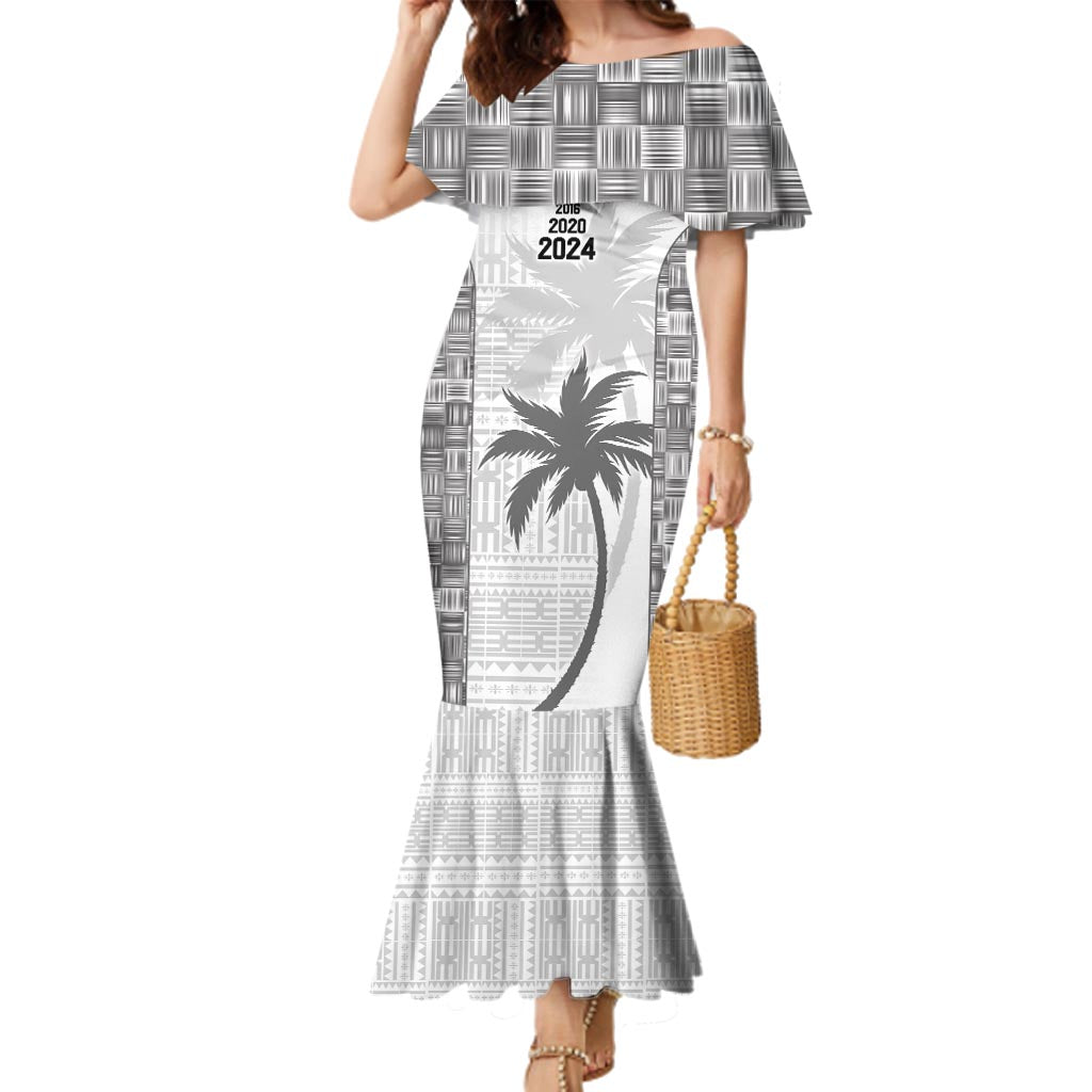 Custom Fiji Rugby Family Matching Mermaid Dress and Hawaiian Shirt History Champions World Cup 7s - White